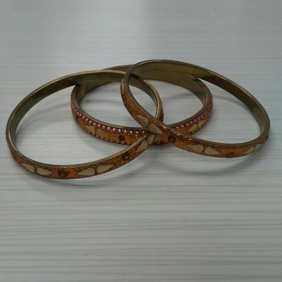 Vintage brass inlay glitterybracelets - Picture 3 of 4